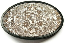 Mayan Calendar Belt Buckle Large Oval Inlaid Made by Buckle Down Very Nice - £77.43 GBP