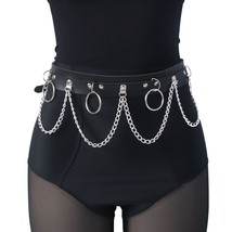 Layered Black Leather Belt Chains Body Harness Sexy Waist Goth Accessories Strap - £15.77 GBP