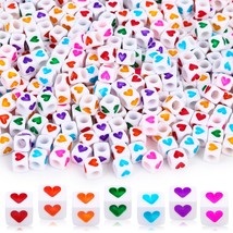 1400Pcs Acrylic Colorful Heart Square Cube Beads For Bracelets Necklaces Phone L - £10.44 GBP