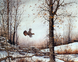 flying solo grouse game bird winter fall woodland ceramic tile mural backsplash - £46.70 GBP+