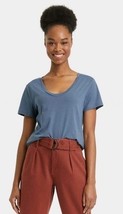 Women&#39;s Large Short Seeve Blue Scoop Neck T-Shirt - a New Day - $17.99