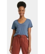 Women&#39;s Large Short Seeve Blue Scoop Neck T-Shirt - a New Day - $17.99