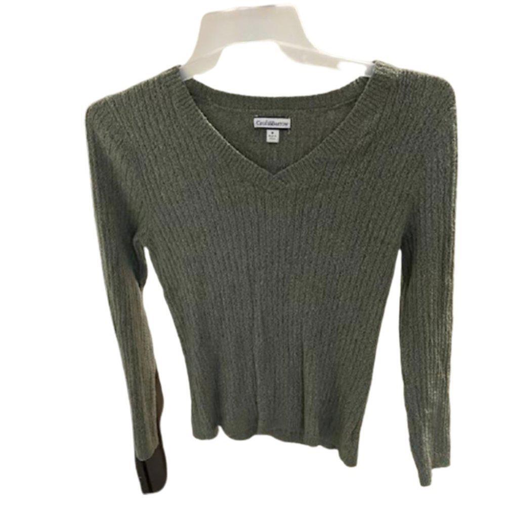 Croft & Barrow Women’s Green Long Sleeve V Neck Knit Sweater Top  Size Medium Item image 4