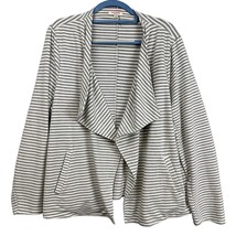 Andree Jacket Women&#39;s Size 1X Gray White Striped Knit Open Waterfall Blazer - £14.58 GBP