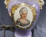 Vintage Violet Victorian Portrait Art Deco French Ceramic Urn Lamp Holly... - $37.62