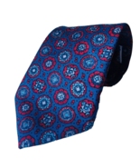 Cottage Product Men&#39;s 100% Silk Flower Shapes Blue Tie Made In India ETY - £9.79 GBP