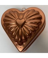 Vintage Copper Tone Heart Shape Valentine Cake Mold Hanging - $13.00 CAD