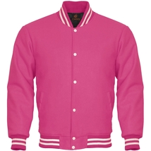 Super Quality Bomber Varsity Letterman Baseball Jacket Pink Body Sleeves - £84.09 GBP