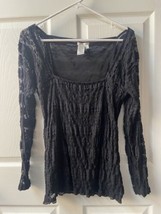 Sophie Max Black Lace Tiered Top Womens XL Square Neck Witchy Whimsigoth... - $24.74