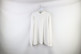 Vintage 90s Lands End Mens Large Blank Mock Neck Long Sleeve T-Shirt White USA - £27.65 GBP