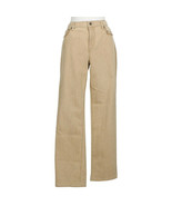 RALPH LAUREN Tan Stretch Classic Straight Faux Leather Trim Jeans 12 - $95.31 CAD