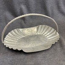 Hammered Aluminum Small Candy Dish Handled Basket Rose Design 9x5.5 Inch... - £6.97 GBP
