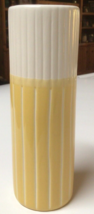 Vintage Yellow &amp; White Ceramic Striped Vase kitsch mcm retro Boho 8&quot; EUC ~802A - £16.60 GBP