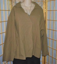 Brown Linen Pull-Over Peasant Top Blouse~2X 20-22~Big Long Sleeve~Hippie... - $19.21