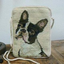 Boston Terrier Dog Breed Needlepoint Purse w/ Cord Strap (PUR203) - £18.87 GBP