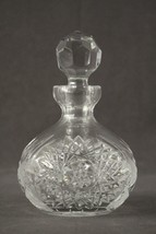 Vintage 2PC Set Cut Clear Czech Crystal Hobstar Barber Bottles Cruet Decanters - £122.11 GBP