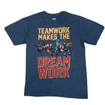 Marvel Men&#39;s  Grey Teamwork Makes The Dream Work Graphic T-Shirt Small - £7.79 GBP