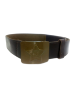 Soviet Russian USSR Military Army Soldier Canvas Belt Faux Leather Metal... - $23.22