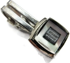 Hitachi LSI Small Silver Tone Tie Clip Tiny Circuit Acrylic Vintage - £31.64 GBP