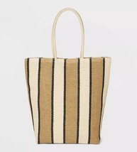 A New Day™ ~ Straw Tote ~ Striped Multicolored ~ Fabric Lined ~ Handbag - £20.97 GBP