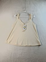 Jessica Simpson Tank Top Womens Medium Cream Knit Polyester Wide Strap V Neck - £16.21 GBP