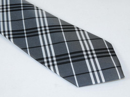 Men's Woven Tie Hankie Set J.Valintin Private Collection R73 Gray White Plaid image 2