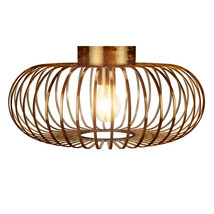 Antique Brass Metal Flush Mount Ceiling Pendant Light with Iron Lamp-shade Home - £51.71 GBP