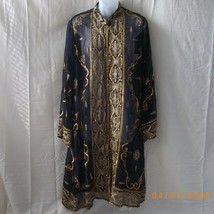 Sheer black coat jacket with embroidery and sequins from India - $90.00
