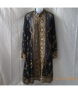 Sheer black coat jacket with embroidery and sequins from India - $90.00