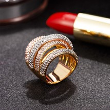 European and American luxury geometric texture stackable ring women's wedding zi - £21.03 GBP