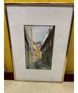 Vintage watercolor framed painting Prague street scene by Pat Rist (d 2023) - £74.31 GBP