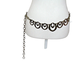 Chain Waist Belt Double Oval Accent Hip Belt Fashion Antique Brass Dress Western - £15.11 GBP