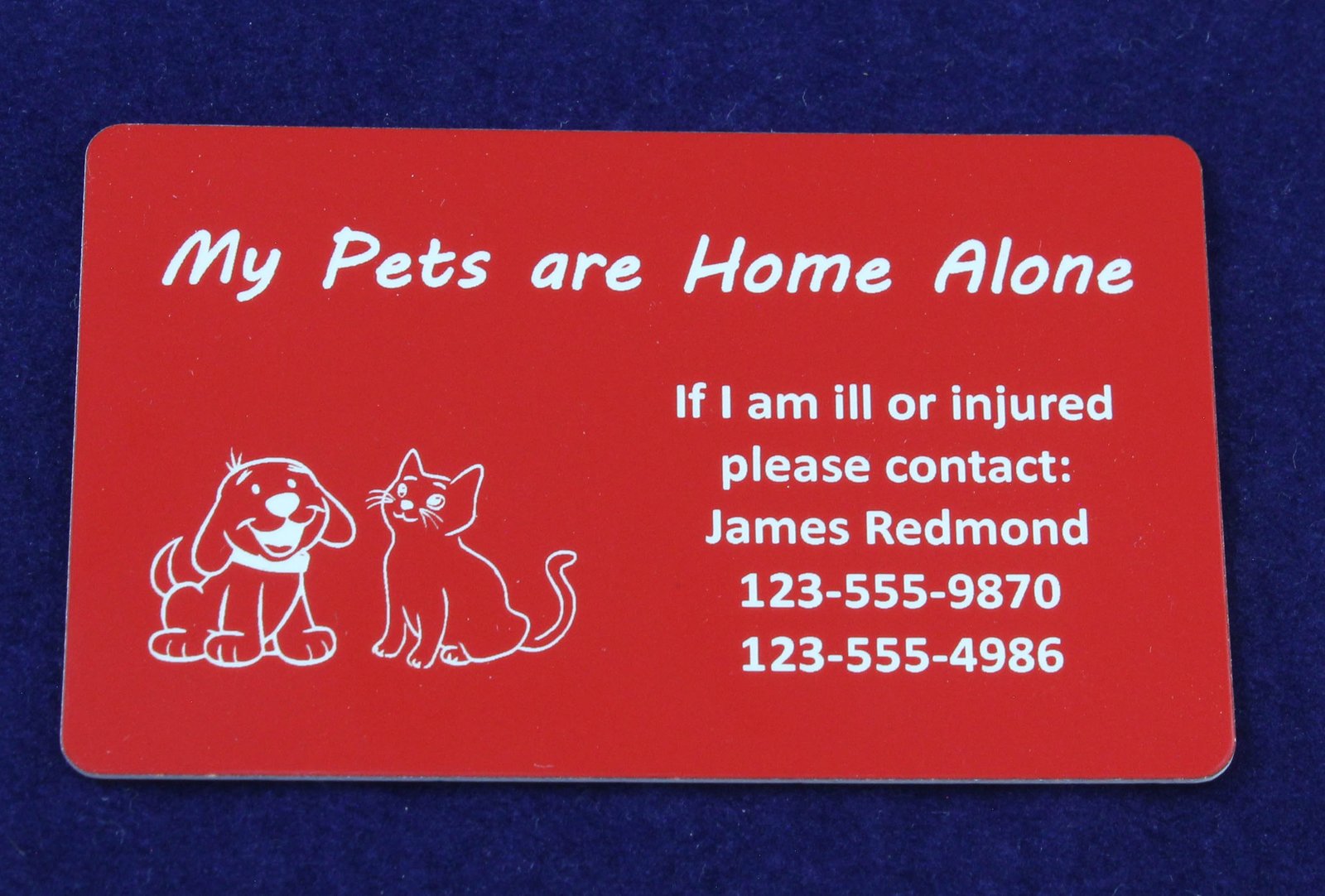 Pets &quot;Home Alone&quot; Emergency Wallet Credit Card - $8.00