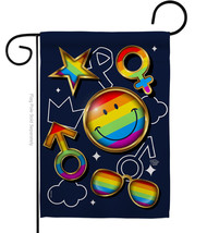 Happy Face Pride Garden Flag 13 X18.5 Double-Sided House Banner - £15.70 GBP