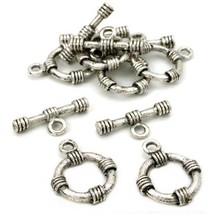 Bali Toggle Clasp Antique Silver Plated 20mm 6Pcs Approx. - $6.63