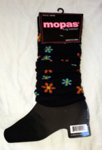 Mopas Women&#39;s Fall Winter Leg Warmers 20 Inch Black W Flowers New - £11.37 GBP