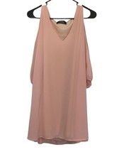 LuLus Blouse Tunic Sheer Lined Cold Shoulder Pink Peach Size Small - £10.59 GBP