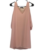 LuLus Blouse Tunic Sheer Lined Cold Shoulder Pink Peach Size Small - £10.78 GBP