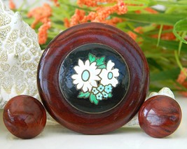 Vintage Redwood Burl Wood Brooch Pin Earrings Set Flower Switzerland - $27.95