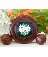 Vintage Redwood Burl Wood Brooch Pin Earrings Set Flower Switzerland - £22.34 GBP