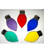 Christmas Bulb Stained Glass Ornaments Set of 5 - £41.64 GBP