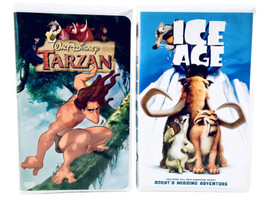 Ice Age + Bonus Scrat&#39;s Animated Short 2002 &amp; Walt Disney&#39;s Tarzan 2000 VHS Set - £12.73 GBP