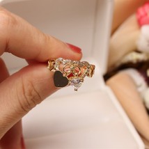 Korean new design fashion jewelry exquisite copper inlaid zircon metal style lov - £8.20 GBP