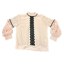 7th Avenue Design Studio Blouse Womens Medium Pink Peach Black Lace Vict... - $14.99