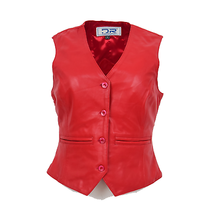 Women&#39;s Timeless  Classic  Smooth Sheep Nappa Leather Waistcoat Red DR212 - £58.43 GBP