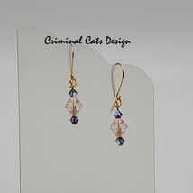 3 Pairs of Swarovski Earrings in Blue Zircon and Silk Xilion Shimmer hand made  - £23.23 GBP