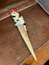 Carved &amp; Painted Wood Orange Tabby Kitty Cat Letter Opener – 8 inches x 1.5 inch - £7.44 GBP