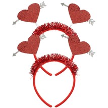 2pcs Valentines Day Heart Headbands Glitter Red Love Heart Cupid Head Boppers Se - £22.20 GBP