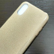 For Samsung Galaxy A01 - Hard Rubber Gummy Case Cover Gold Shiny Glitter Sheet - £13.43 GBP