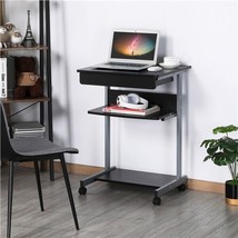Small Spaces Rolling Computer Desk Corner Laptop Work Desk Printer Table Storage - £85.98 GBP
